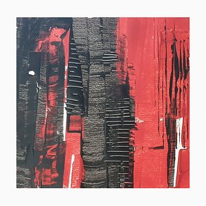 Christian Feltin, Dialogue on Red Background, 2019, Acryl auf Papier