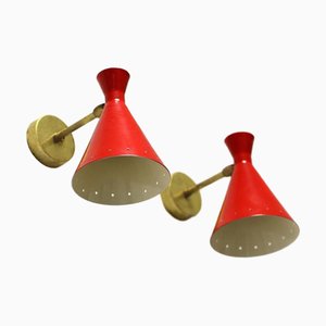 Mid-Century Italian Brass Sconces, Set of 2