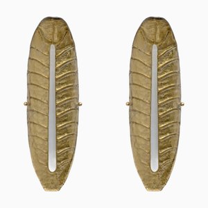 Modern Murano Glass Gold Leaf Sconces, Set of 2