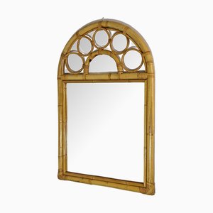 Mid-Century Wandspiegel aus Bambus & Rattan, Italien, 1960er