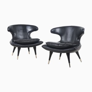 Italienische Horn Sessel aus Leder, 1960er, 2er Set