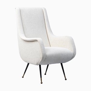 Poltrone in lana con gambe in metallo, Italia, anni '50, set di 2