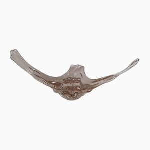 Large Mid-Century Murano Hand Blown Crystal Dish, Italy, 1950s