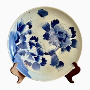 Large Antique Japanese Blue and White Imari Plate, 1900s
