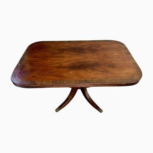 Antique Figured Brass Inlaid Mahogany Dining Table, 1830s
