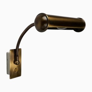 Vintage German Patinated Brass Gooseneck Wall Lamp from Honsel, 1970s