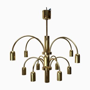 Vintage German Brass Chandelier from Star Leuchten, 1970s