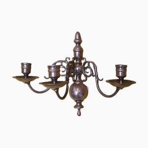 Dutch Brass Candle Wall Sconce, Late 19th Century