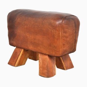 Vintage Leder Turnhocker, 1930er