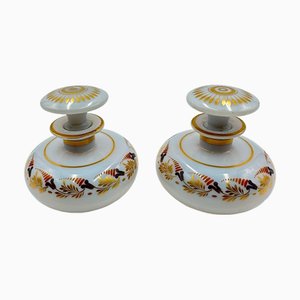 White Opaline Bottles with Stoppers attributed to Jean-Baptiste Desvignes, 1820, Set of 2