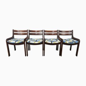 Chaises de Salle à Manger Vintage en Hêtre et Tissu, 1970s, Set de 4