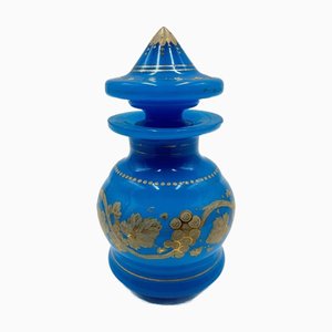 Opaline Perfume Bottle with Hand-Painted Enamel Decoration, 19th Century