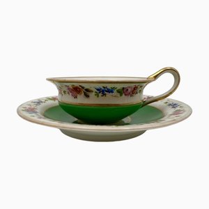 Russian Imperial Porcelain Cup and Saucer from Gardener Factory, Set of 2