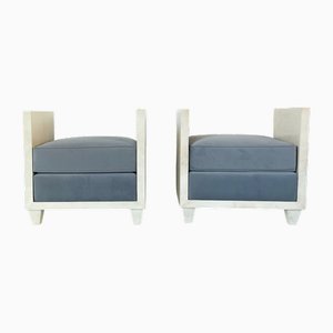 Fußhocker aus Pergament, 1990er, 2er Set