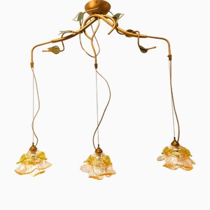 Three-Light Pendant Light with Murano Glass