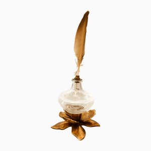 Brass and Glass Ink Holder
