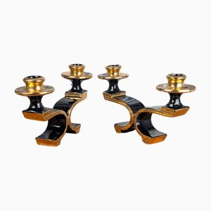 Mid-Century Ceramic Earthenware Candlesticks by Marius Giuge for Vallauris, 1950s, Set of 2