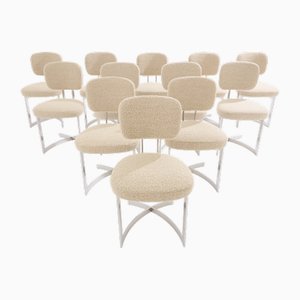 Stühle aus Edelstahl & Wollbouclé von Paul Legeard, 1970er, 12 . Set
