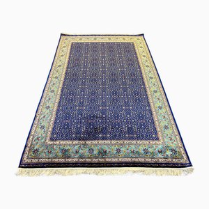 Tappeto fatto a mano in seta blu