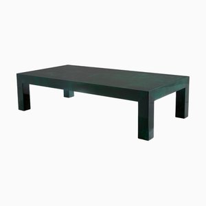 Mesa de centro de piel de cabra verde bosque de Aldo Tura, años 60