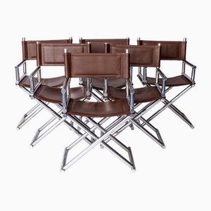 Mid-Century Modern Safari Klappstühle aus Chrom & Kunstleder, 1970er-1980er, 6 . Set