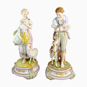 French Bisque Porcelain Figurines from Vion & Baury, Paris, 1870s, Set of 2