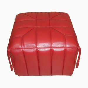 Boho Red Faux Leather Stool, 1970s