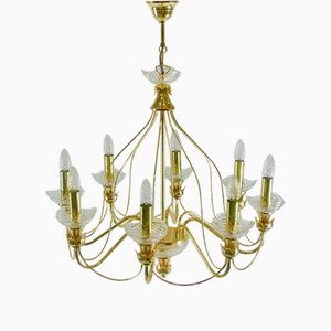 Vintage Crystal and Brass 8-Arm Chandelier, 1980s