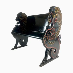 Banc du Lion Antique Sculpté et Peint à la Main, Suède, 1900s