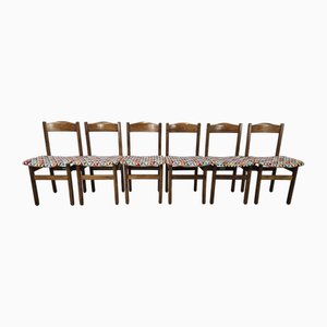 Vintage Beech Dining Room Chairs with Geometric Seats, 1950s, Set of 6
