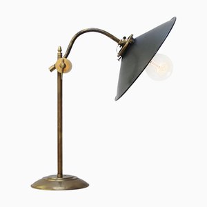 French Black Enamel and Brass Desk Light