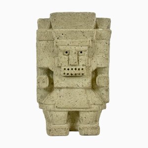 Antique Aztec Rain and Water God Tlaloc Sculpture