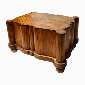 French Oak Box with Hidden Compartment and Herringbone Marquetry, 18th Century