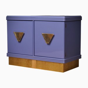 Mueble bar Mid-Century en violeta y latón, años 80