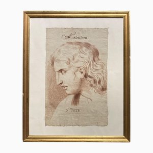 French School Artist, Attention, 6th Head, 1700s, Red Chalk on Paper, Framed