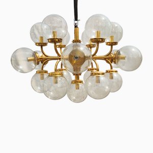 Grand Lustre à 19 Bras en Laiton, Italie, 1960s