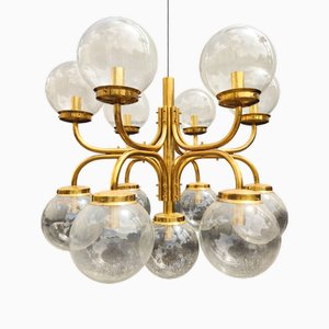 Large Italian Brass 13-Arm Chandelier, 1960s