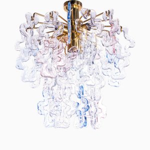 Murano Glass Flush Mount in Glass and Brass from Kalmar, 1960s