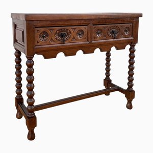 Antique Spanish Console Table in Carved Walnut, 1890