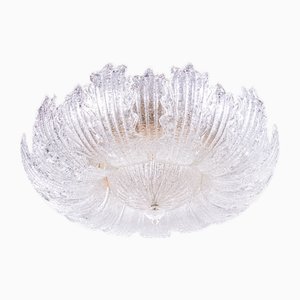 Rugiada Flush Mount Chandelier in Murano Glass and Brass from Barovier & Toso, Italy, 1970s