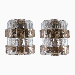 Amber Murano Glass and Chrome Wall Sconces by Carlo Nason for Mazzega, 1960s, Set of 2