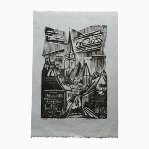 Werner Drewes, Oberursel, 1979, Woodcut, Framed