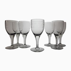 Verres à Vin Vintage avec Décoration Grecque, 1940s, Set de 7