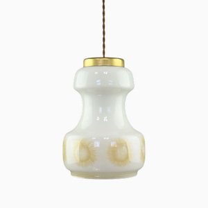 Mid-Century Modern Italian Opaline and Brass Pendant Lamp