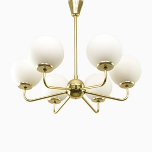 Mid-Century Modern Upward Sputnik Golden Chandelier, 1960s