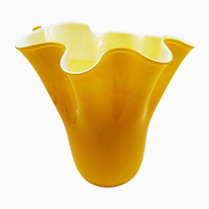 Jarrón Fazzoletto italiano vintage con chaqueta de cristal de Murano, años 70