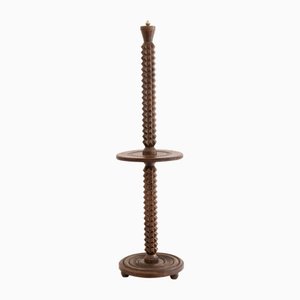 Vintage French Floor Lamp in Carved Wood by Charles Dudouyt, 1940s