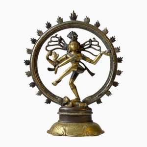 Scultura Nataraj Dancing Shiva vintage in bronzo, anni '70