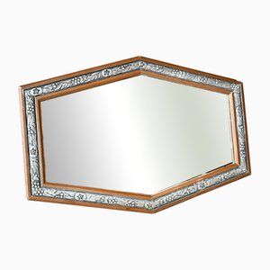 Art Deco Hexagonal Silver and Gold Mirror, 1940s