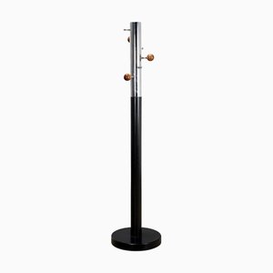 Vintage Coat Stand in Wood & Enamelled Metal, Italy, 1970s